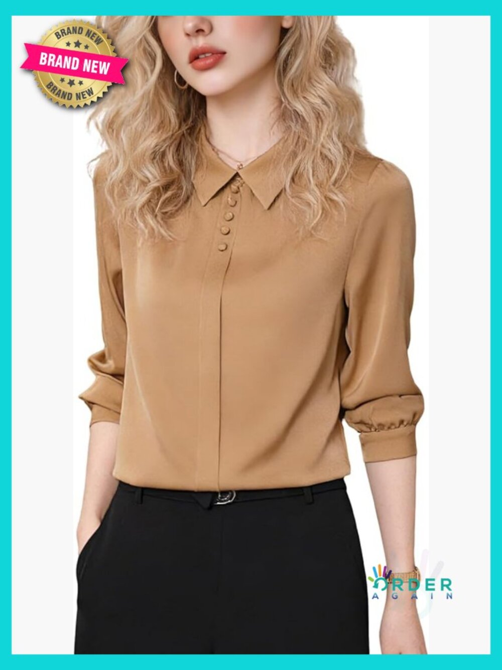 Mulberry Silk Button Down Blouse Elegant Lapel Collar Long Sleeve Business Top